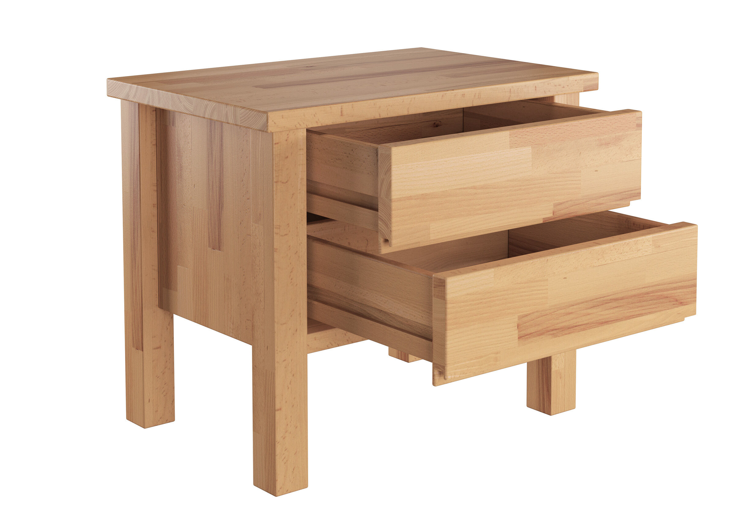 Beistelltisch, Nachtisch, Holz, Schubladen, Naturholz, Auszüge aus Holz