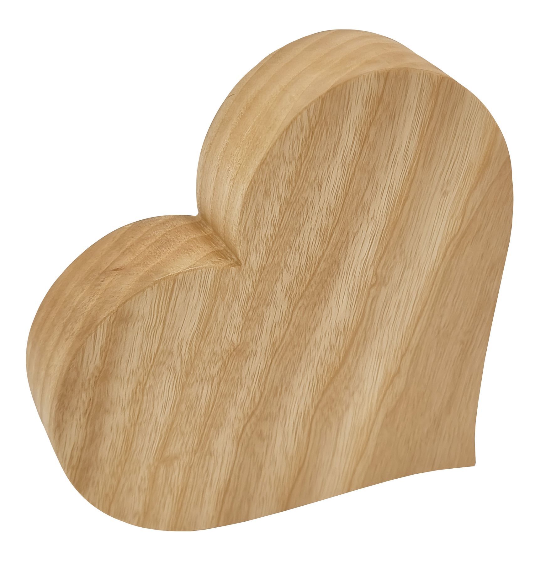 Holzdeko, Herzform, Holzskulptur, Naturholz, Dekoration, Kleines Holz-Herz aus Esche 15 cm
