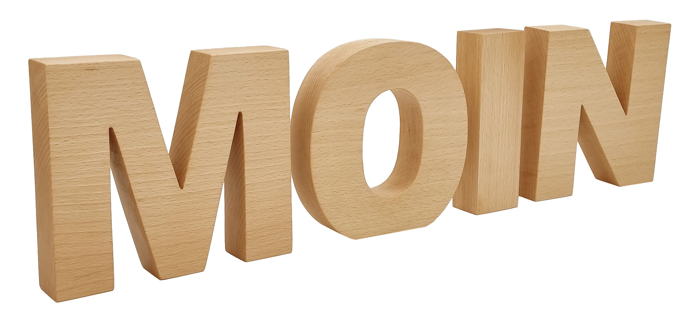 holz, holzfigur, buchstabe, wörter, deko, Holzbuchstaben MOIN im Detail