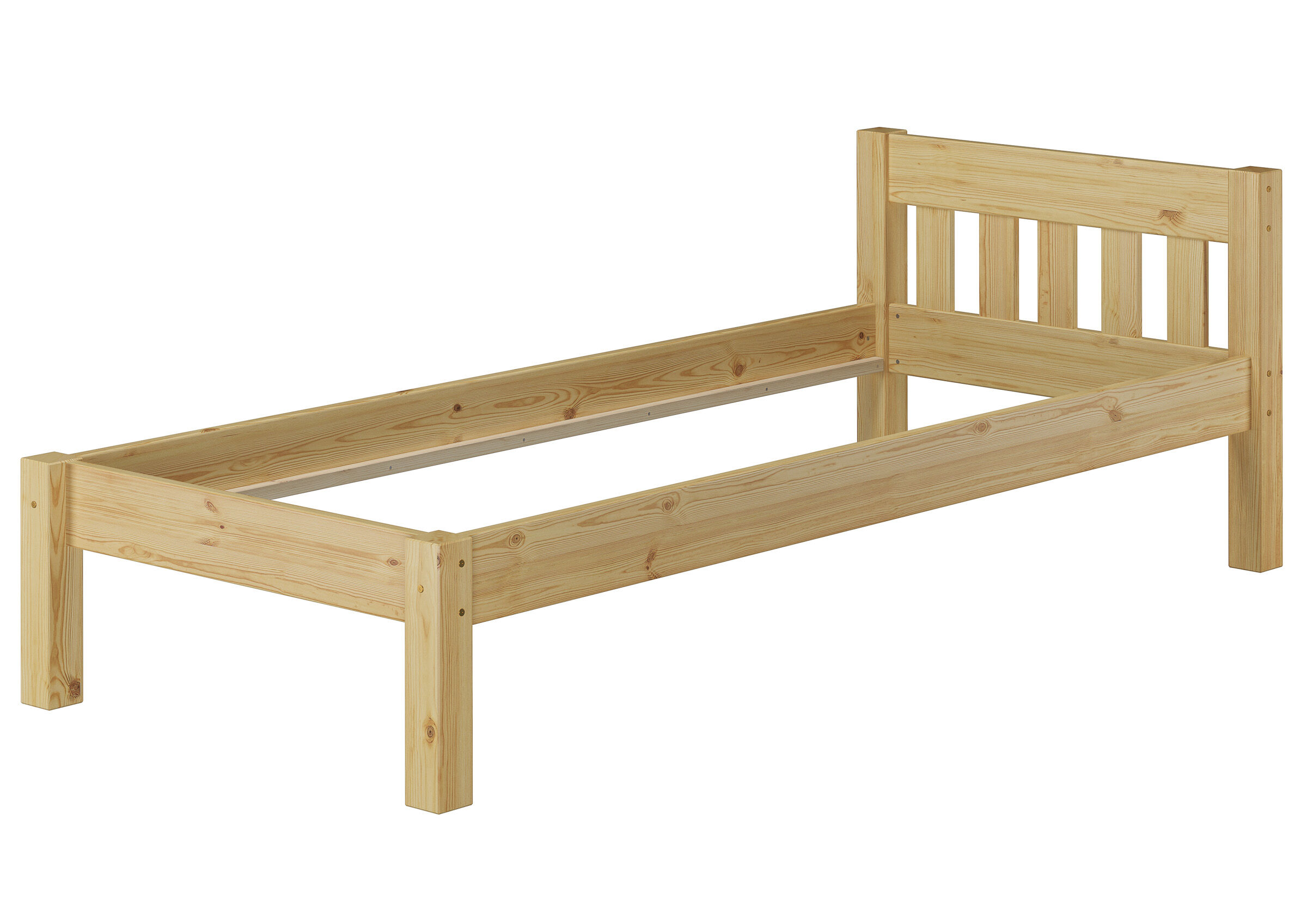 Holzbett, Einzelbett, Kiefer, Bettgestell, Naturholz, Bettrahmen Kiefer natur ohne Rost