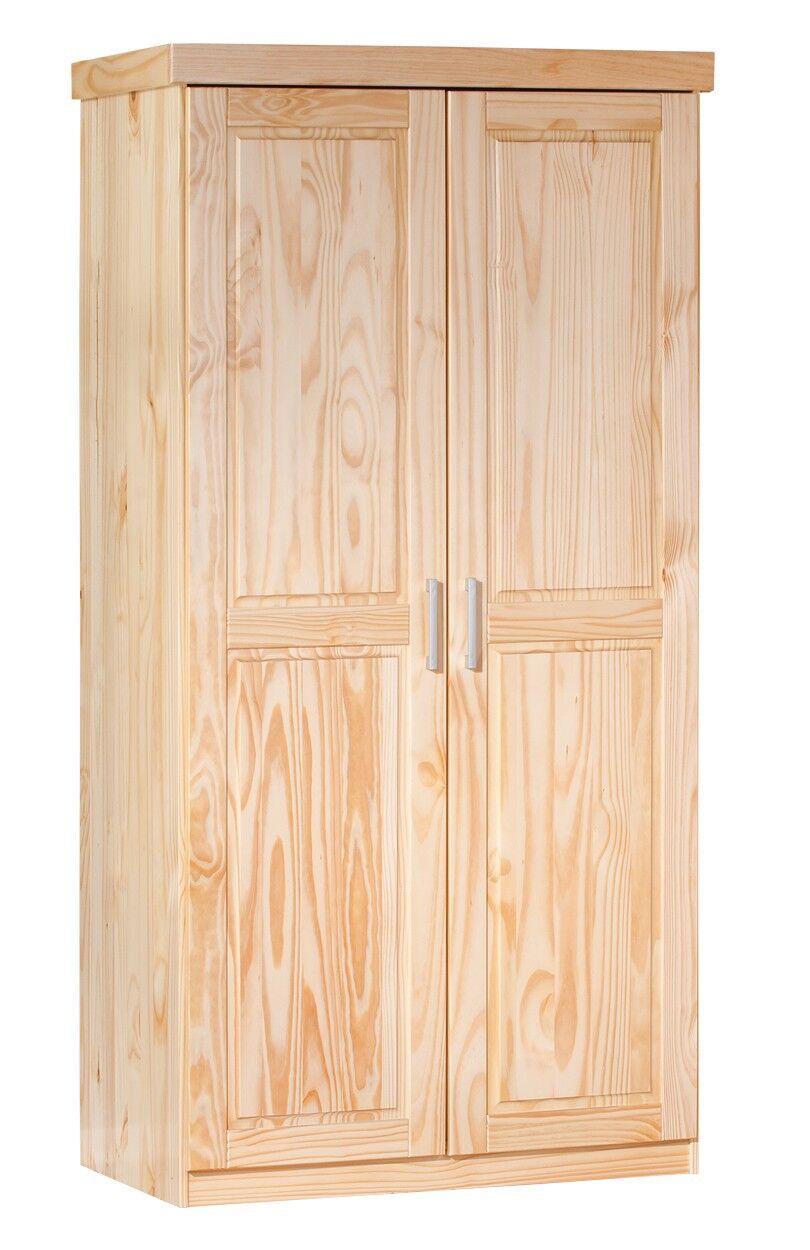 Kleiderschrank, Holzschrank, Holzkleiderschrank, Schrank mit Türen, Aufbewahrungsschrank, Kiefer Natur Kleiderschrank