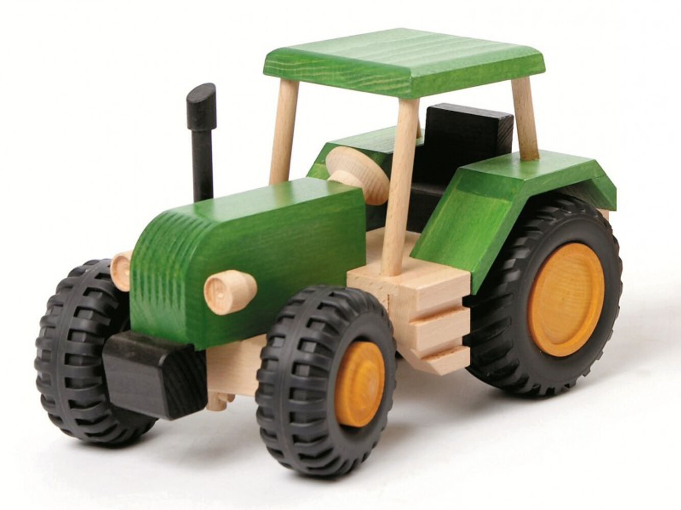 Holzspielzeug, Traktor, Grüner Traktor, Holzfahrzeug, Große Räder, Holzspielzeug Traktor