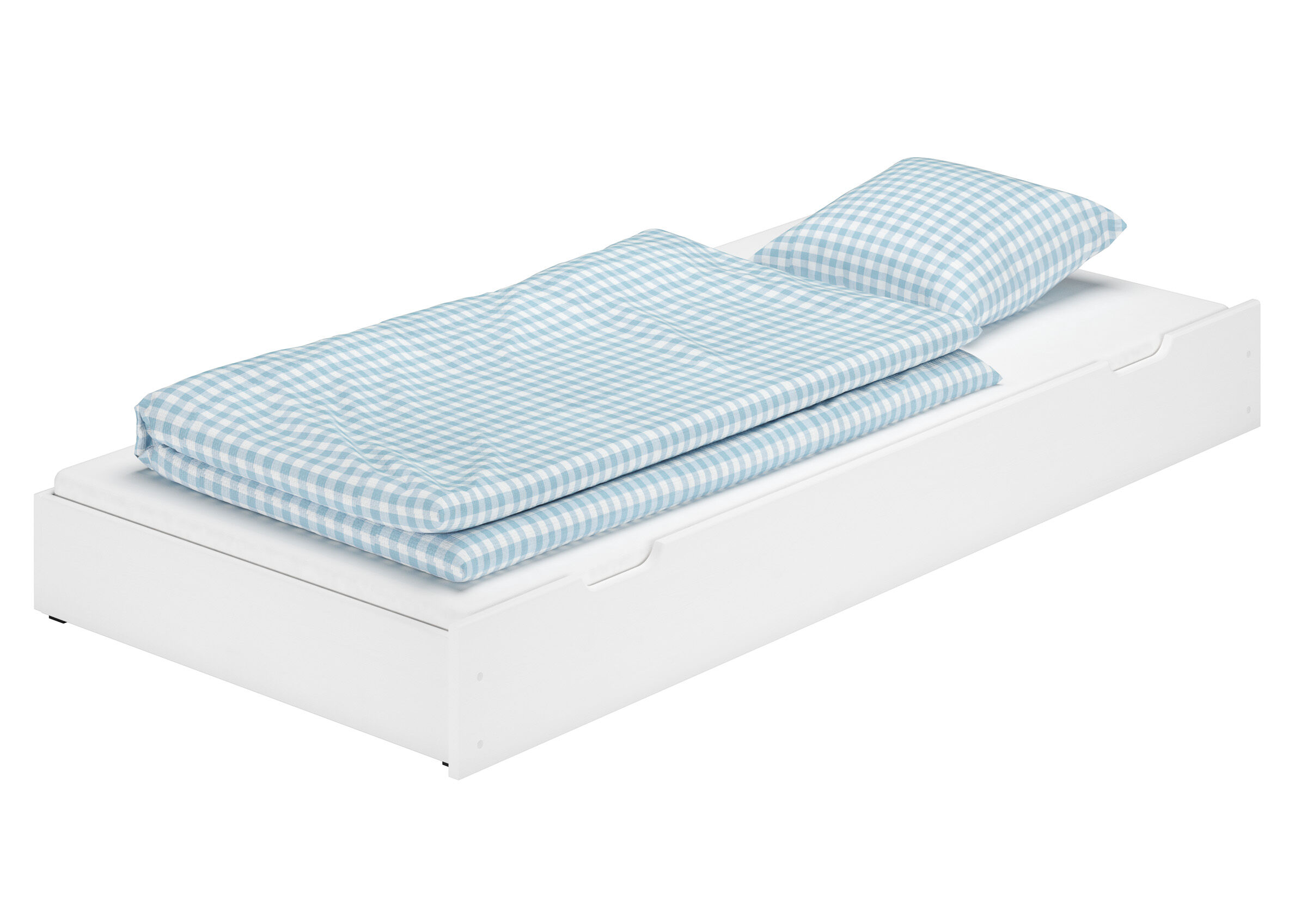 Puppenbett, Kinderbett, Bettwäsche, Gingham Muster, Bettset, Ausziehbett
