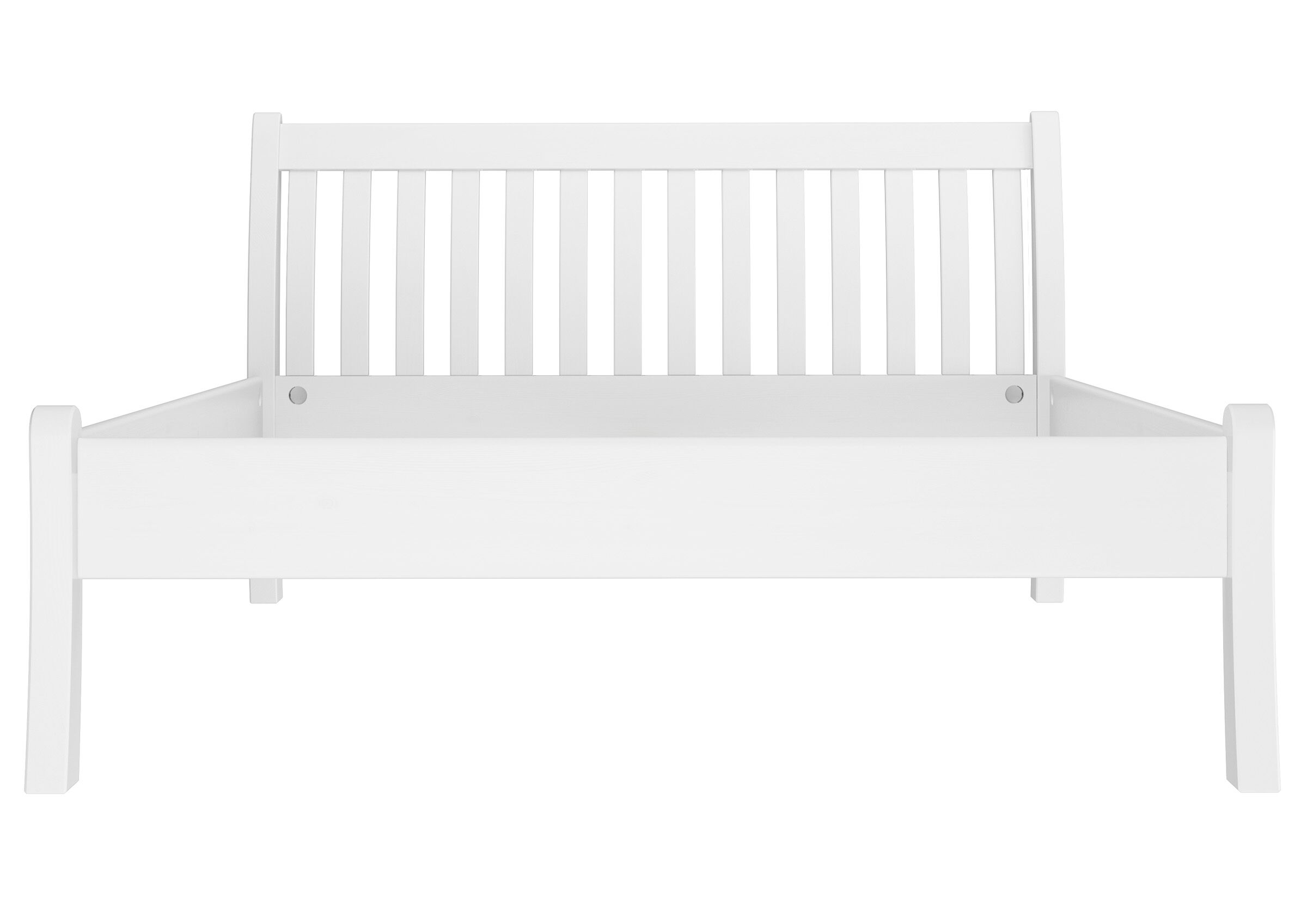 Kinderbett, Holz, Weiß, Seitengitter, Kufenbett, Vorderansicht Doppelbett Kiefer waschweiß