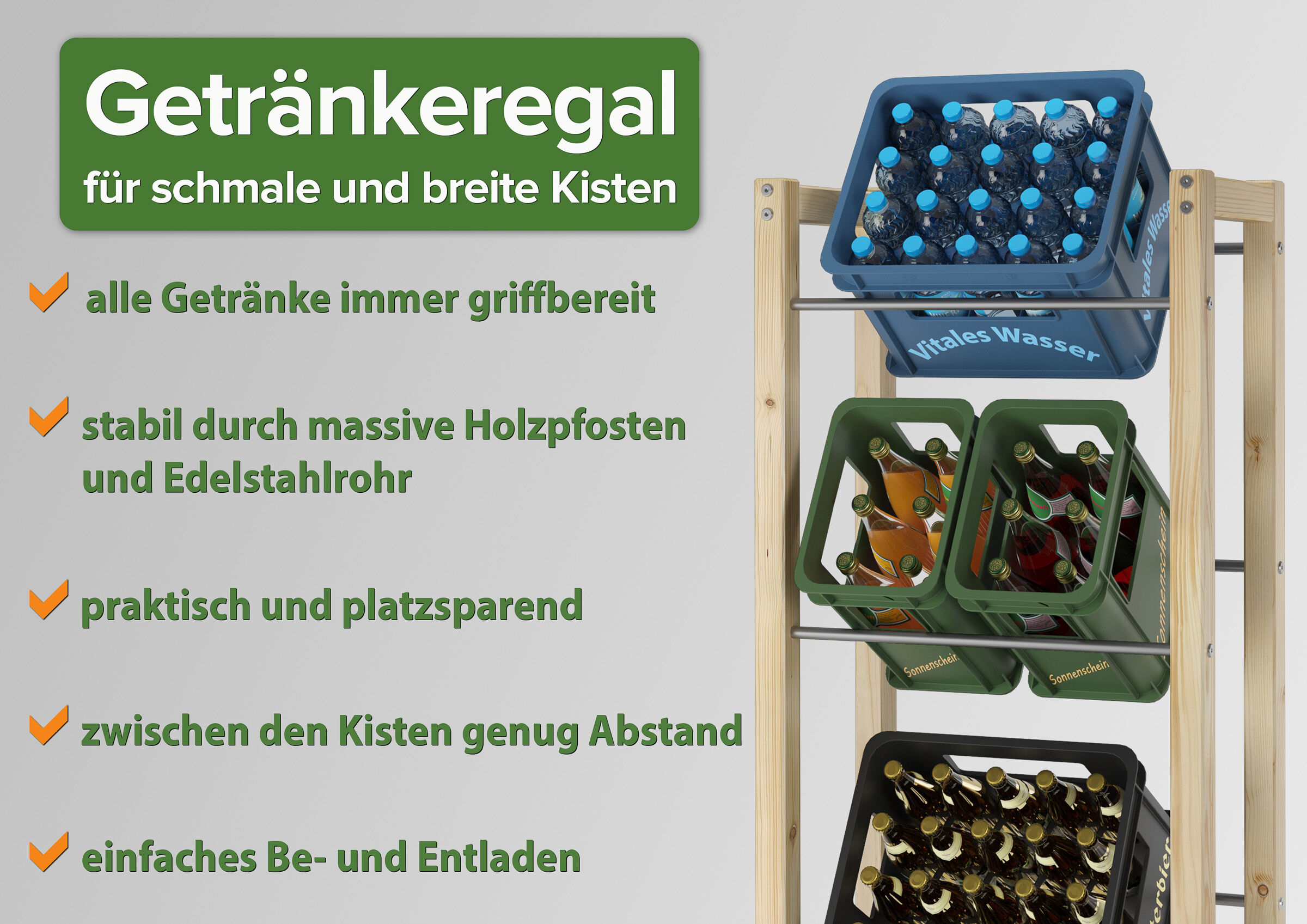 kiste, tragekorb, getränke, holzrahmen, flaschenlagerung, Kistenregal-Getränke