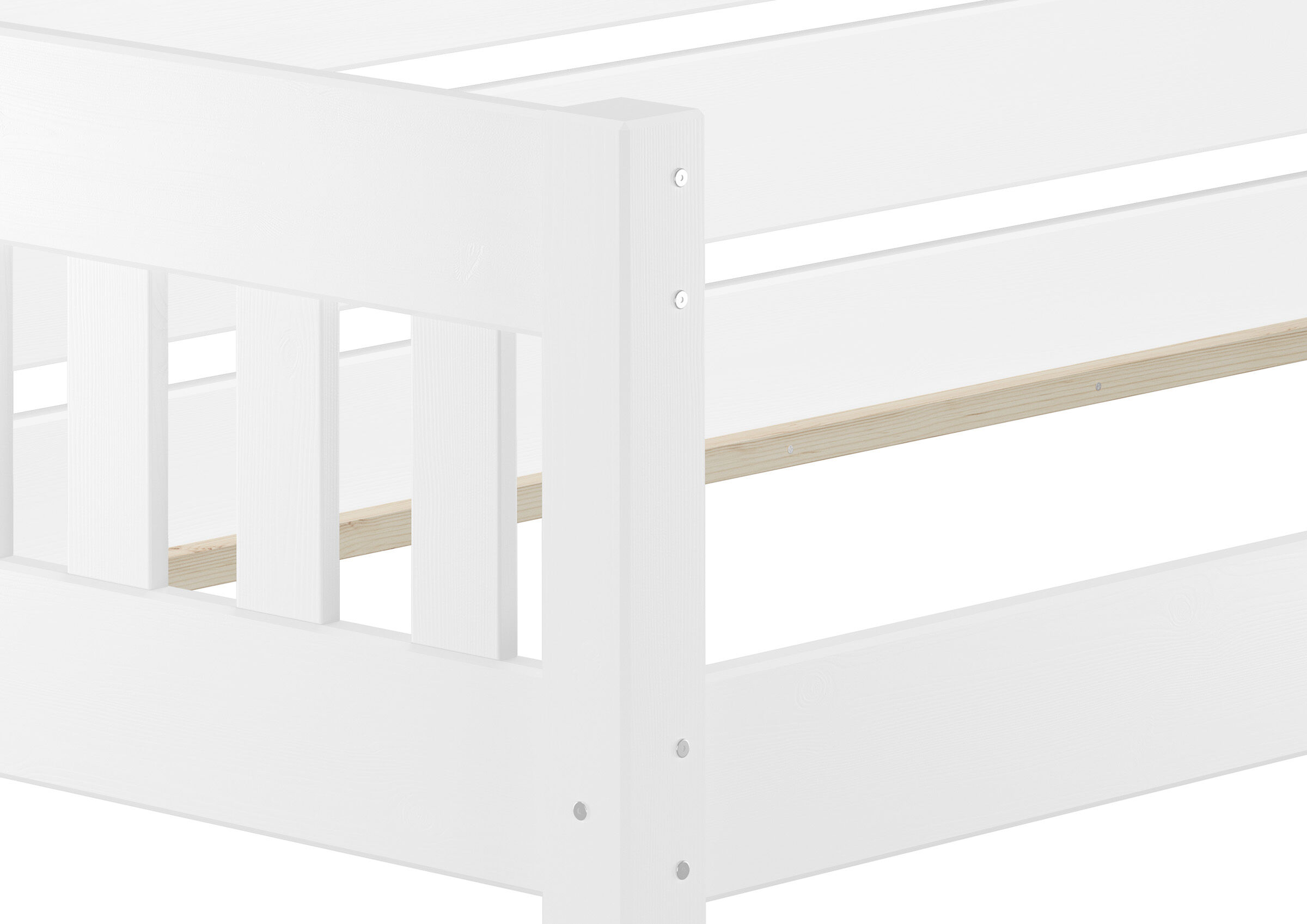 Holzbett, Weißes Bett, Kinderbett, Holzlatten, Holzrahmen, Bett Kiefer