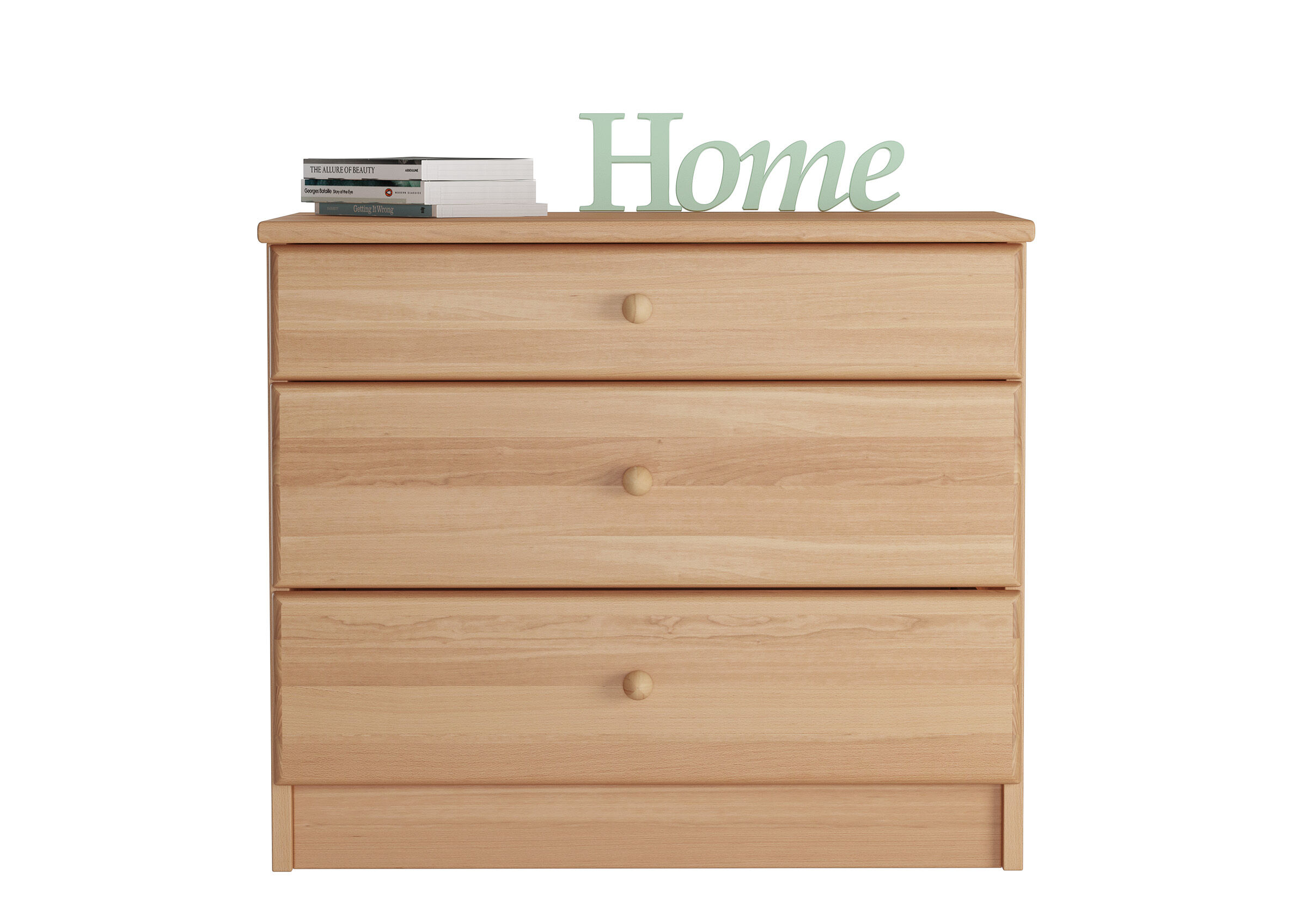 Kommode, Holz, Birke, 4-Schubladen, Naturholz, Nachttisch für erhöhte Seniorenbetten Buche