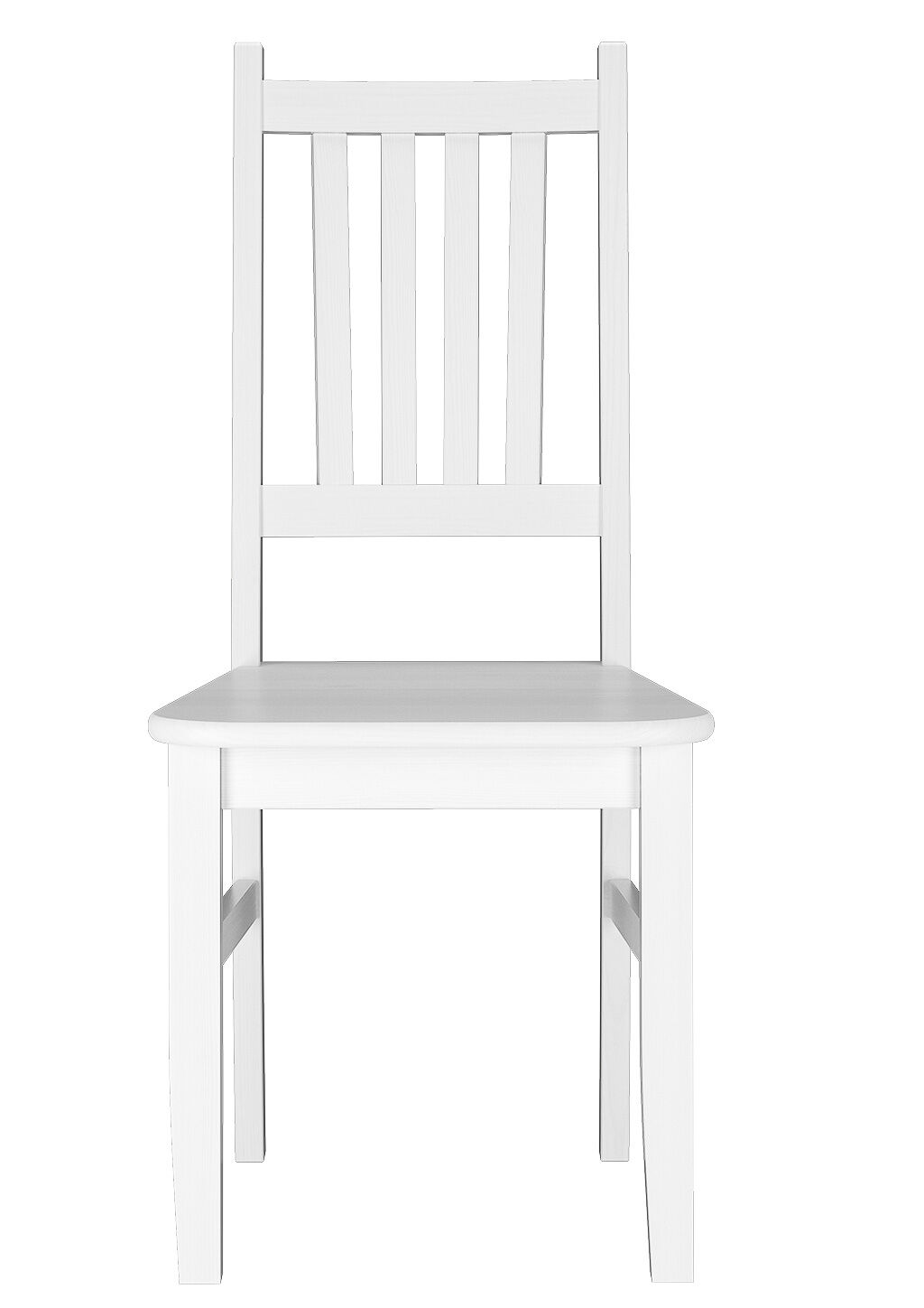 Holzstuhl, Stuhl, weiße Farbe, Schlankes Rückenteil, gerade Beine, Weißer Esszimmerstuhl Kiefer