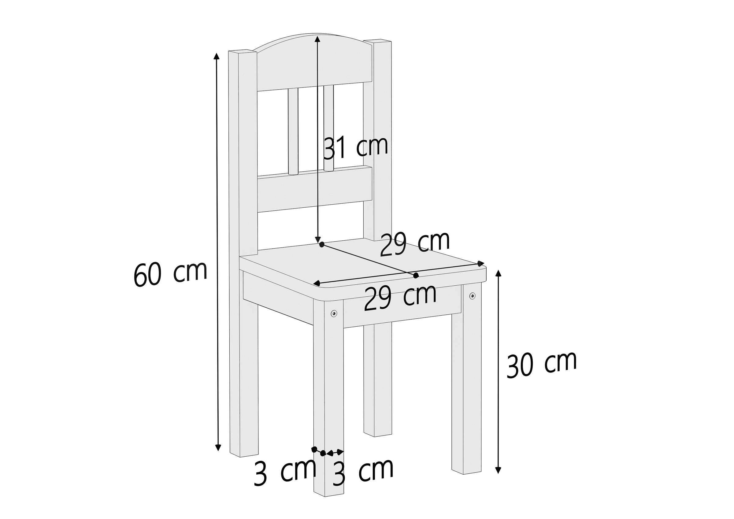 Kinderstuhl, Holzstuhl, Küchenstuhl, Stuhl mit Rückenlehne, Holzstuhl natur,