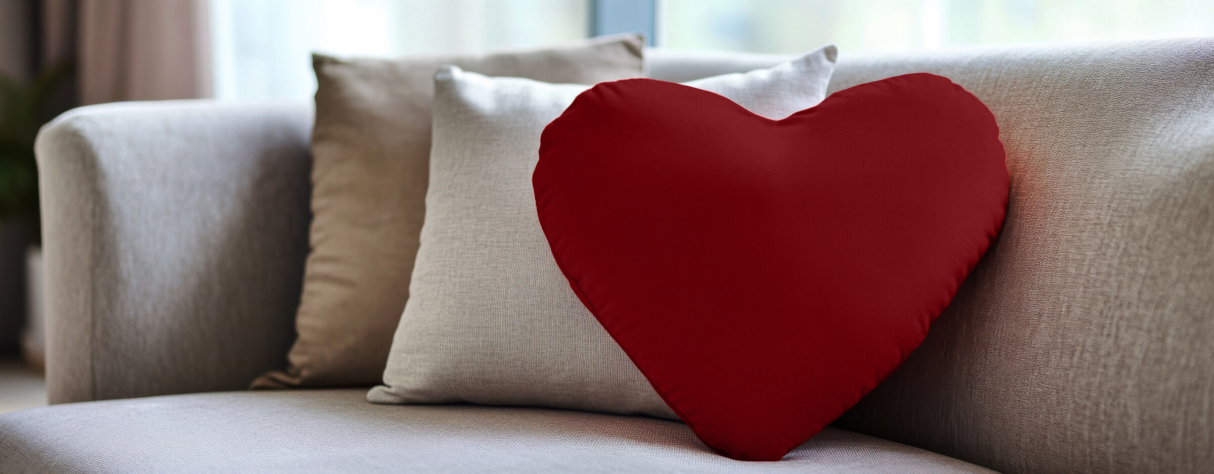 Herz-Kissen, Kissenbezug, Sofa-Kissen, Rot, Herzform, Zirbenkissen herzförmig in rot