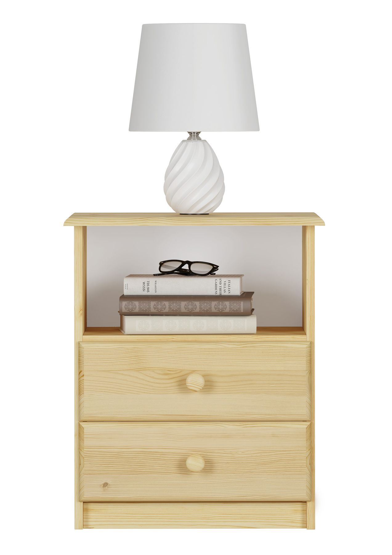 Nachttisch, Nachtkommode, Schubladen, Holz, Tischlampe, Nachttisch für Kieferbetten