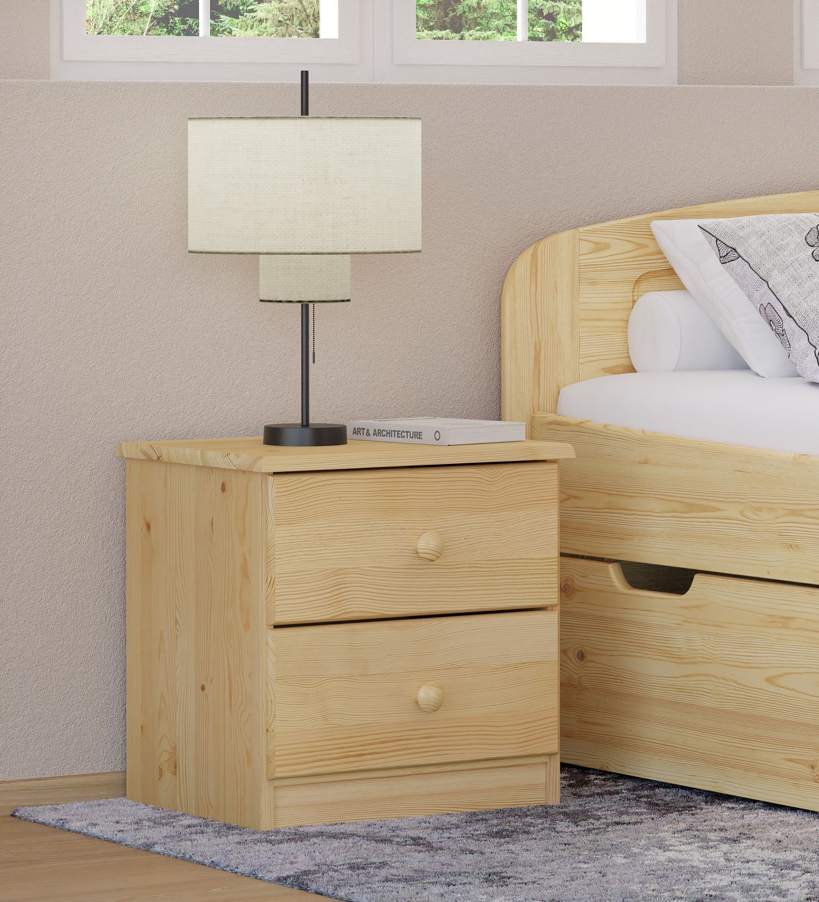 Nachttisch, Nachtkonsole, Holz, Schlafzimmer, Schubladen, Massivholz Nachtkonsole aus Kiefer