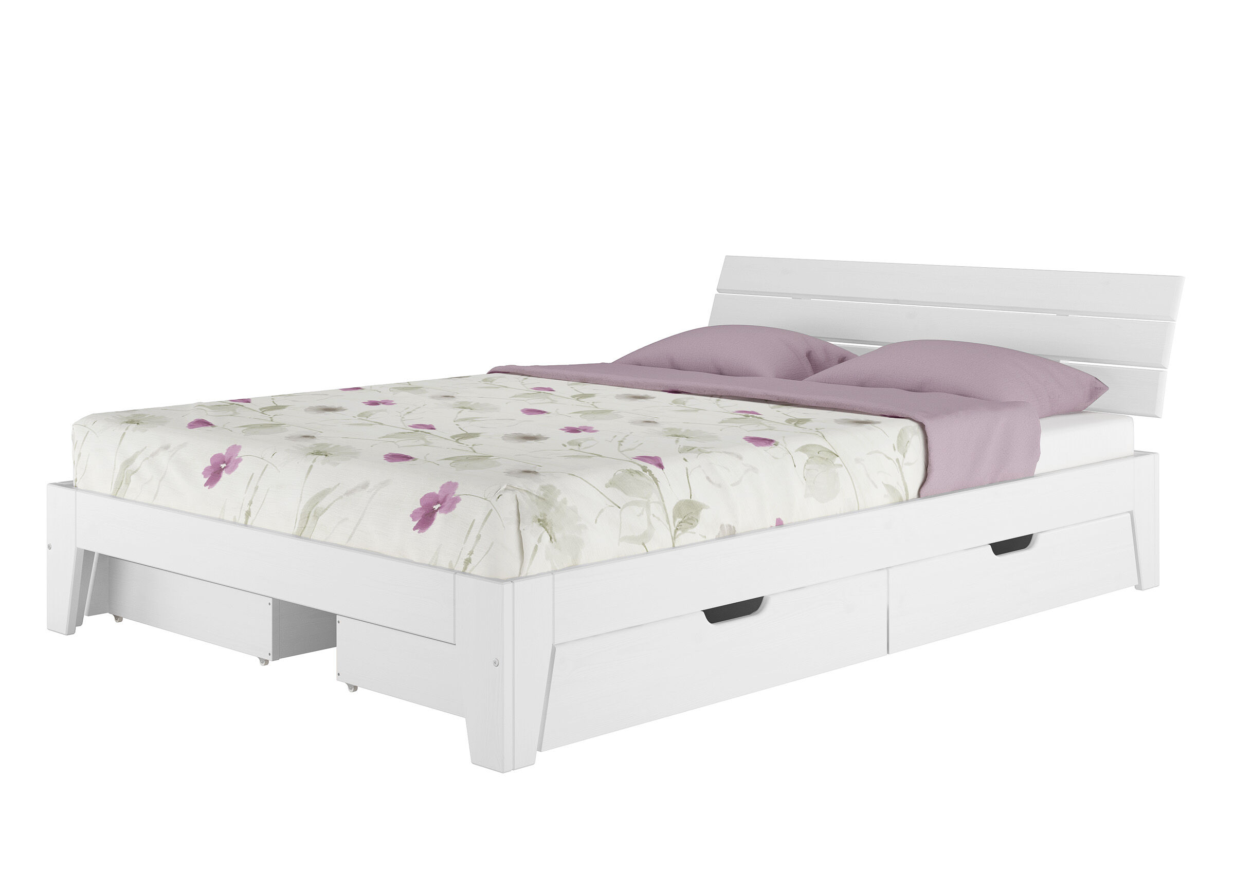 Bett, Bettrahmen, Boxspringbett, Kopfteil, Kissenbezug?, Kiefer Bett weiß Futon