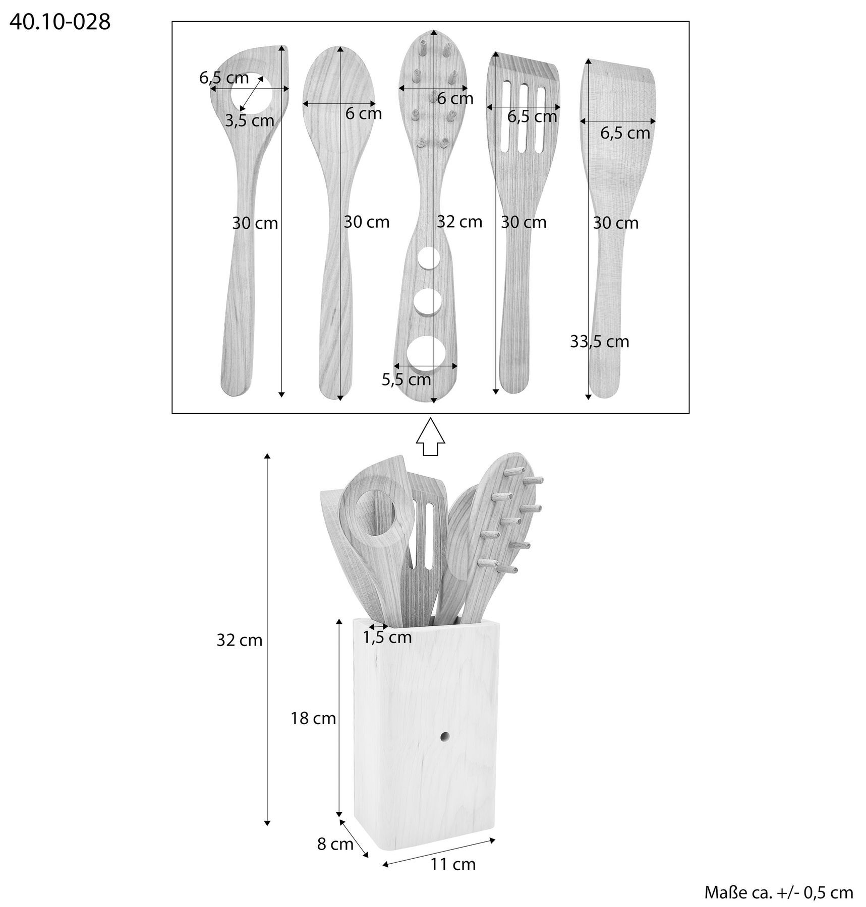 Massskizze Holzbesteck