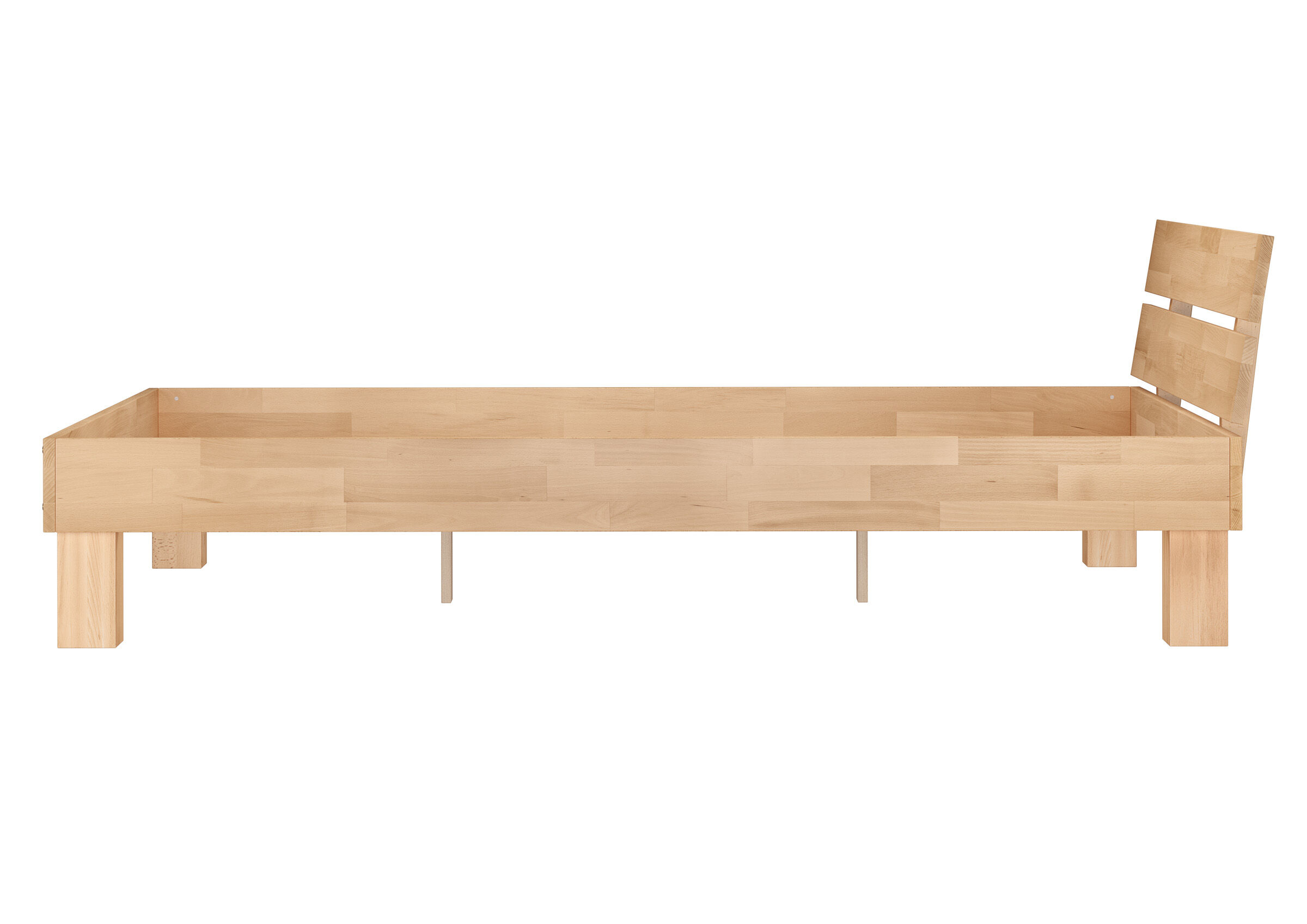 holzbett, Holzbett, Bettrahmen, Holz, Bettgestell, Robustes Ehebett aus dem Profil
