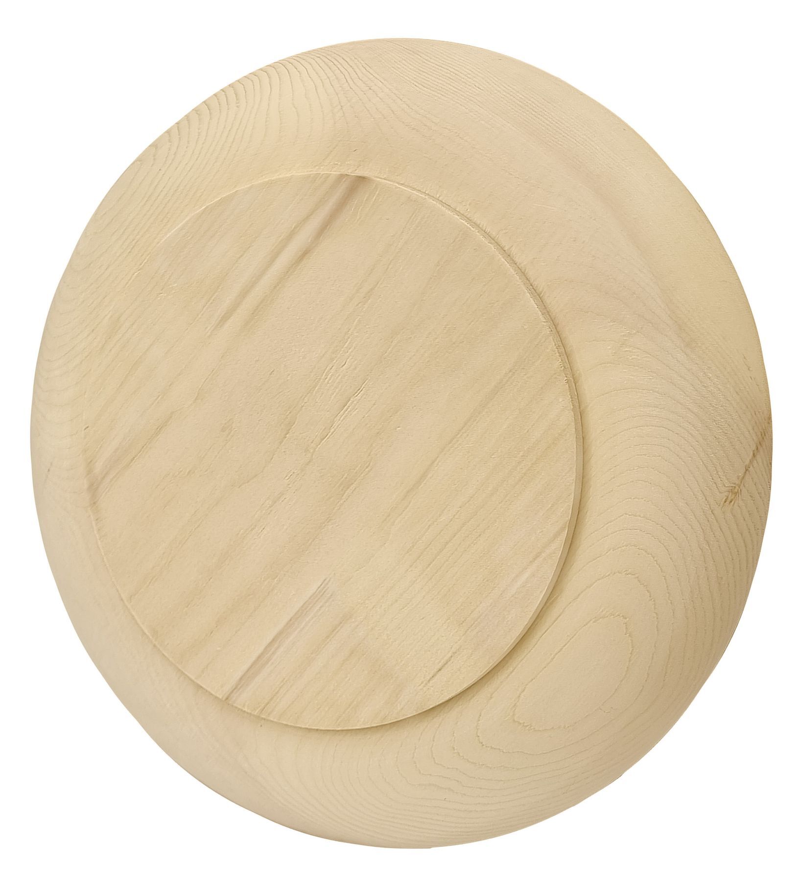 Holzplatte, Beplankung, Runde Platte, Naturholz, Holzdekor, Obstschale aus Zirbe Unteransicht