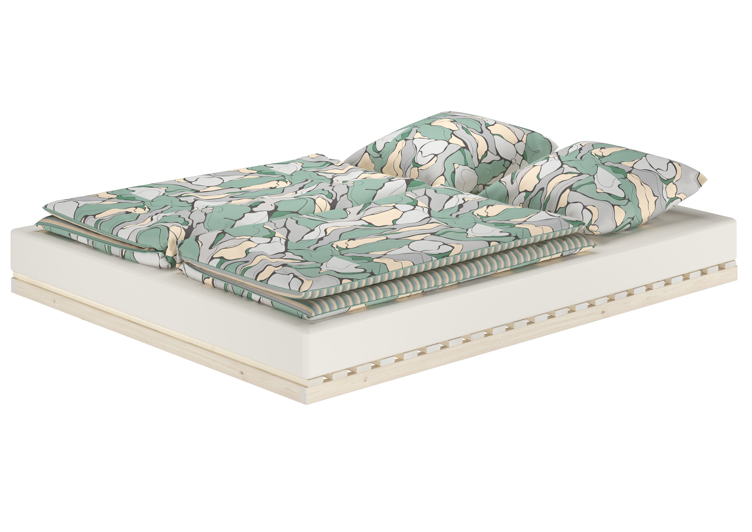 Bettenrahmen, Bett, Matratze, Betttuch, Muster, Bodenbett metallfrei