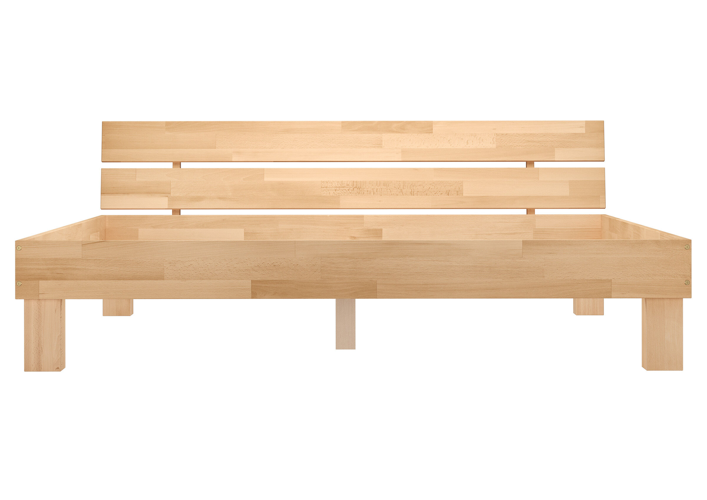 Holz, Holzbank, Gartenbank, Holzmöbel, Möbel, Schlichtes Buchenholzbett 200x220 mit Kopflehne
